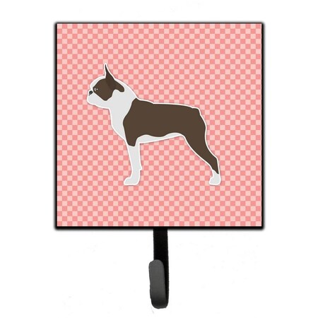Carolines Treasures Boston Terrier Checkerboard Pink Leash or Key Holder BB3644SH4